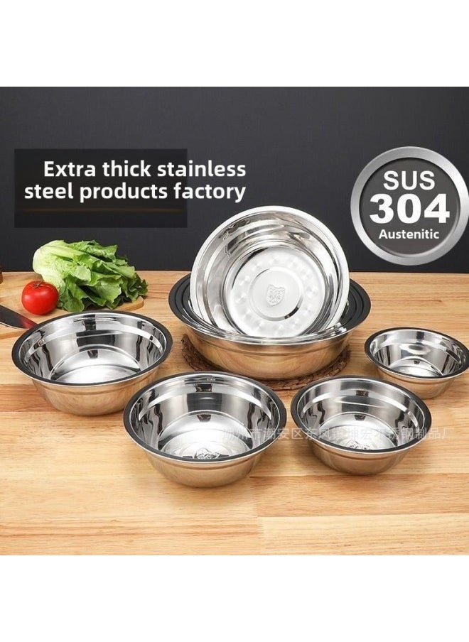 Generic Household 304 Food Grade Stainless Steel Basin Thickened Round Basin Soup Basin Oil Basin Vegetable Washing Basin Egg Beating Basin Iron Basin Small Soup Bowl-Color:304 Special Thickness 22cm (diameter 22cm/height 7cm/weight 208g)160/box  - Image 2