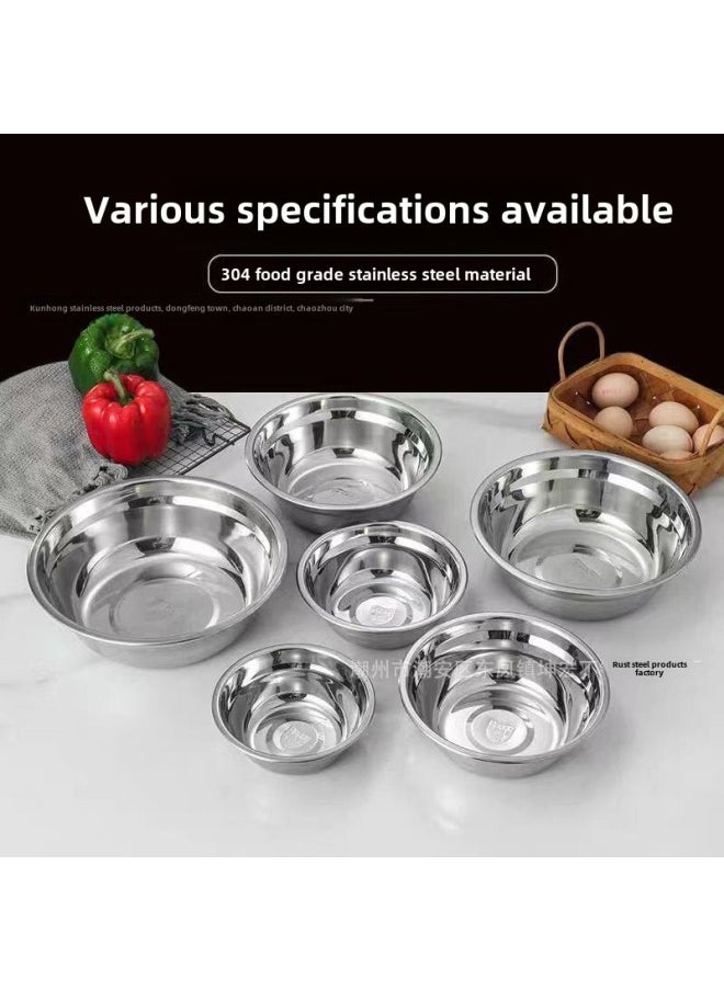 Generic Household 304 Food Grade Stainless Steel Basin Thickened Round Basin Soup Basin Oil Basin Vegetable Washing Basin Egg Beating Basin Iron Basin Small Soup Bowl-Color:304 Special Thickness 22cm (diameter 22cm/height 7cm/weight 208g)160/box  - Image 3