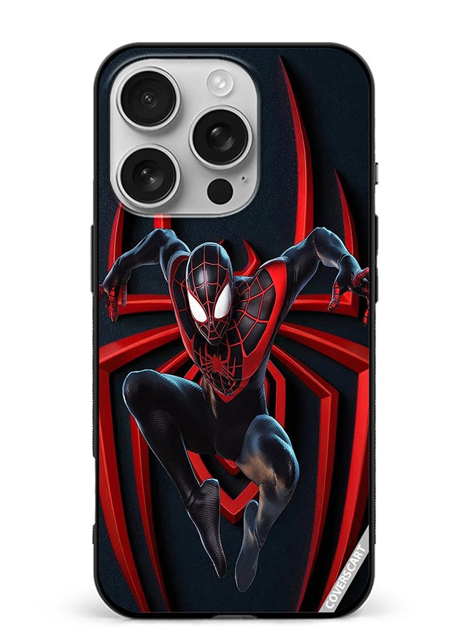 غطاء واقي لجهاز آبل آيفون 16 برو ماكس بتصميم سبايدرمان متعدد الألوان