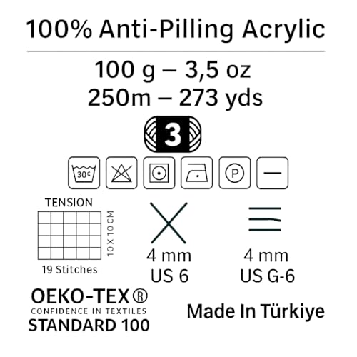 Estako DailyKnit-DK - 100% Anti-Pilling Acrylic Yarn - Soft DK Light Weight #3 - (3.52 oz / 273 Yds) - for Knitting & Crocheting (80050 - Khaki) - Image 3