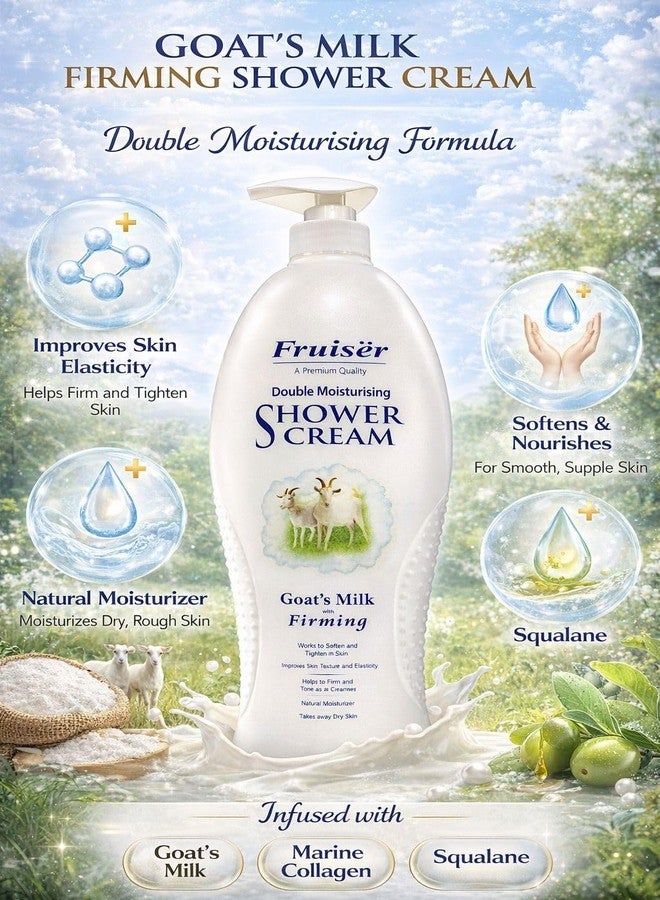 Fruiser Double Moisturising Shower Cream - Goat’s Milk with Firming - 1000ml | Nourishing & Brightening Body Wash for Soft, Smooth, and Radiant Skin - Image 2