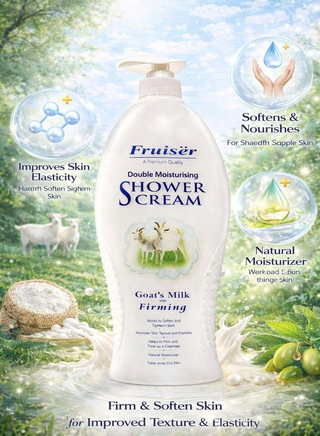 Fruiser Double Moisturising Shower Cream - Goat’s Milk with Firming - 1000ml | Nourishing & Brightening Body Wash for Soft, Smooth, and Radiant Skin - Image 3