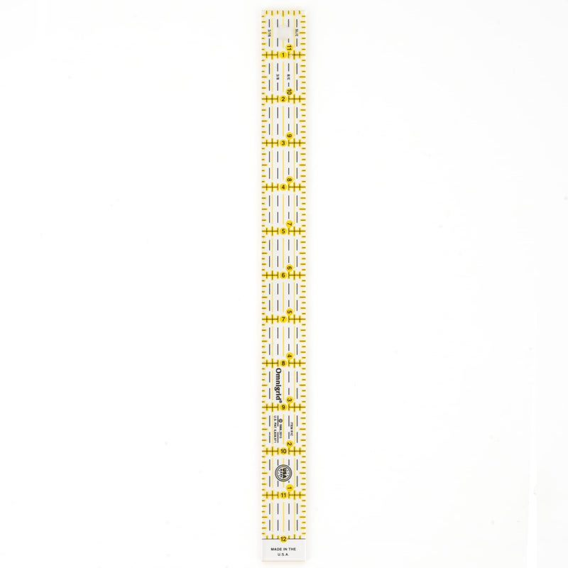 Omnigrid 1 x 12-Inch Ruler, Clear Quilting and Sewing Ruler - Image 1