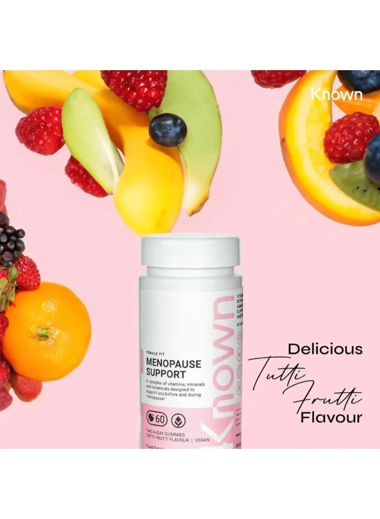 Known Menopause Support Gummies – Tutti Frutti Flavour, Vegan Multivitamin with Evening Primrose Oil, Sage, Red Clover & Vitamins – Perimenopause & Postmenopause, 1 Month Supply - Image 5