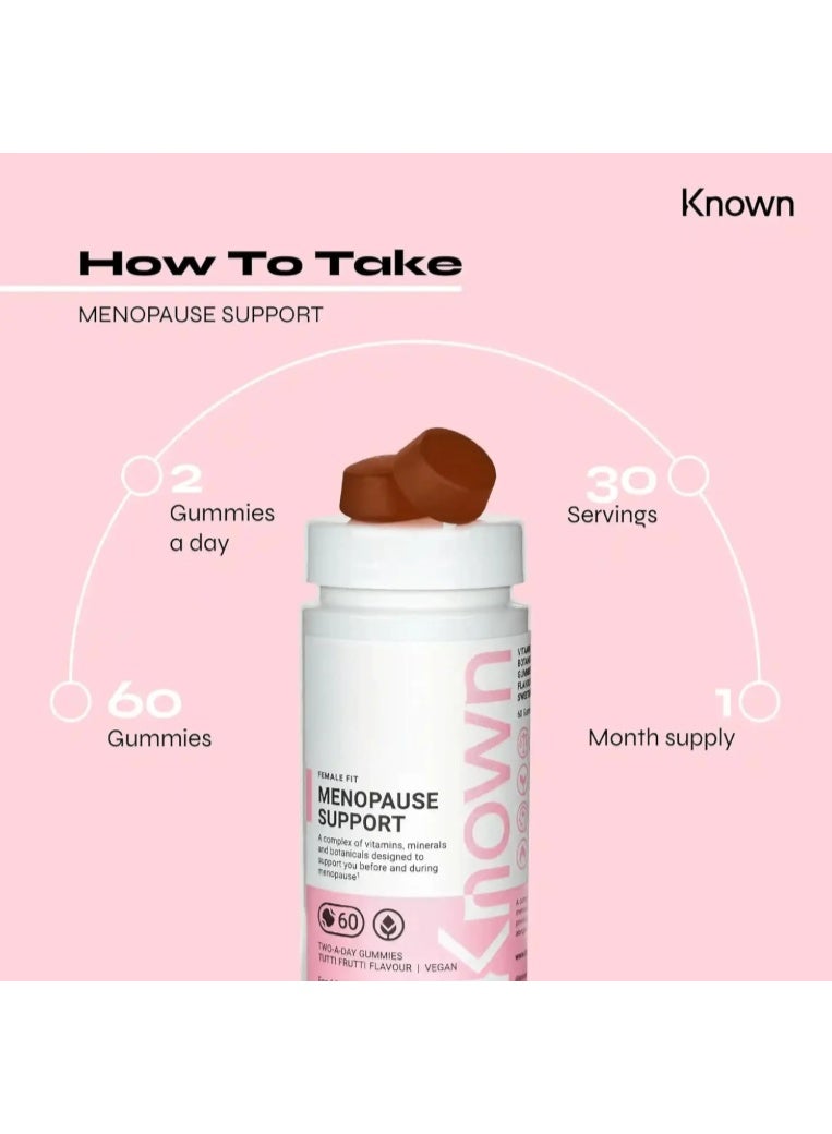 Known Menopause Support Gummies – Tutti Frutti Flavour, Vegan Multivitamin with Evening Primrose Oil, Sage, Red Clover & Vitamins – Perimenopause & Postmenopause, 1 Month Supply - Image 3