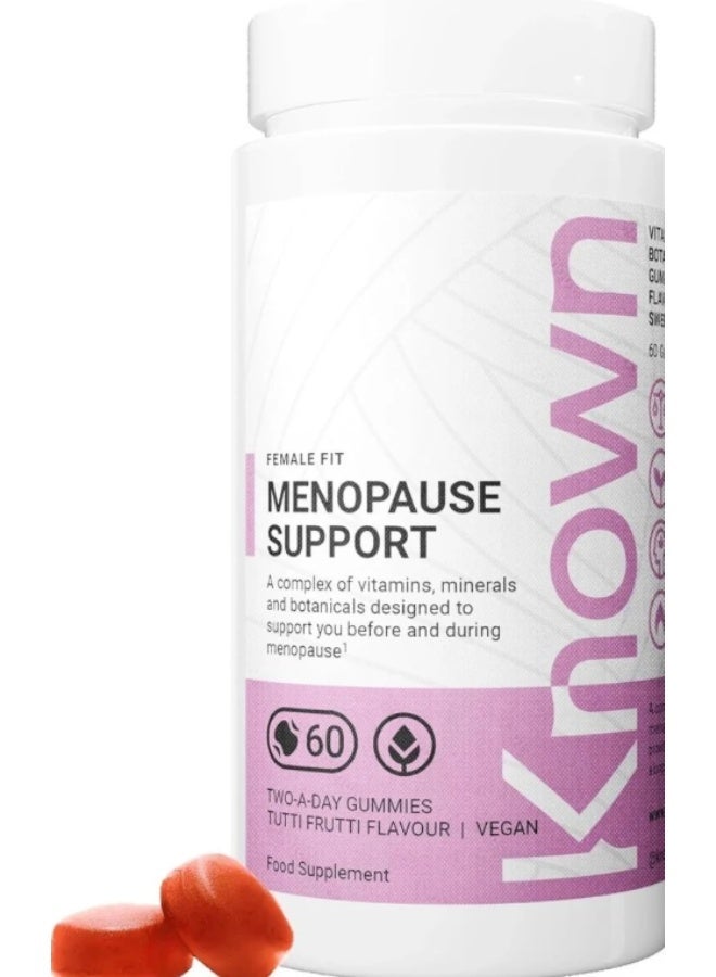 Known Menopause Support Gummies – Tutti Frutti Flavour, Vegan Multivitamin with Evening Primrose Oil, Sage, Red Clover & Vitamins – Perimenopause & Postmenopause, 1 Month Supply - Image 1