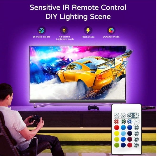 maylit LED Strip Lights, Pre-Cut 14.3ft RGB LED Strip TV LED Backlight for 65-75in HDTV, 4PCS USB Powered TV Lights with Remote 16 Color Changing 5050 LEDs Bias Lighting for Home Theater - Image 4