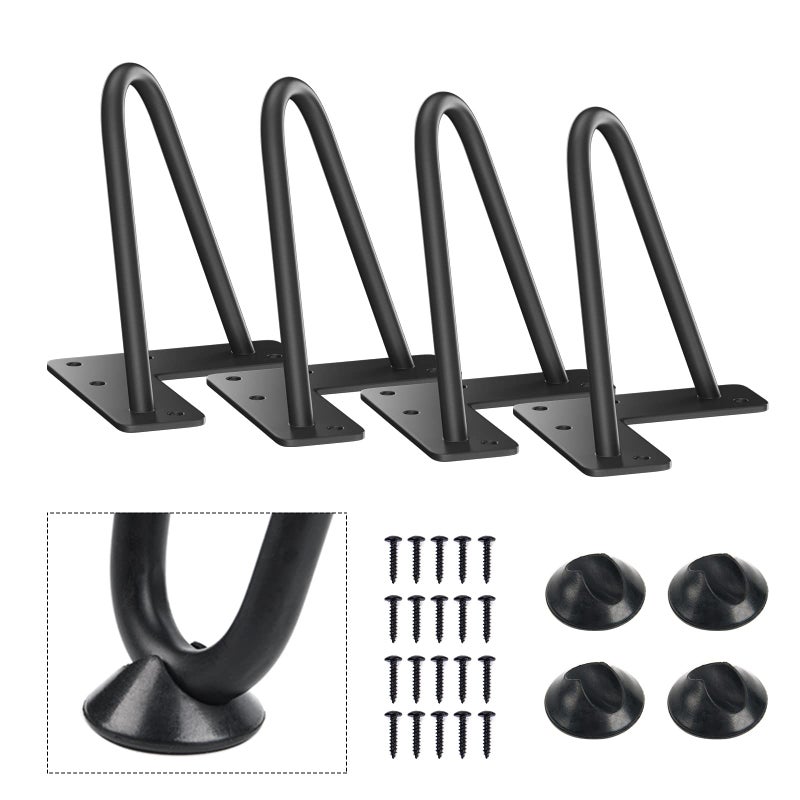 SMARTSTANDARD 7 Inch Heavy Duty Hairpin Furniture Legs, Metal Home DIY Projects for TV Stand, Sofa, Dresser with Rubber Floor Protectors Black 4PCS - Image 1