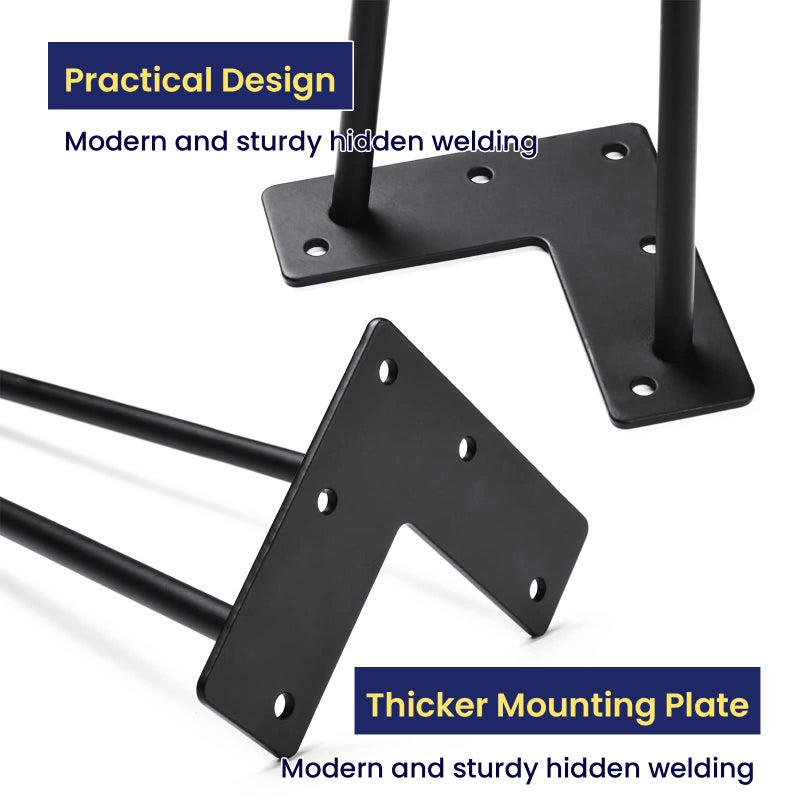 SMARTSTANDARD 7 Inch Heavy Duty Hairpin Furniture Legs, Metal Home DIY Projects for TV Stand, Sofa, Dresser with Rubber Floor Protectors Black 4PCS - Image 4