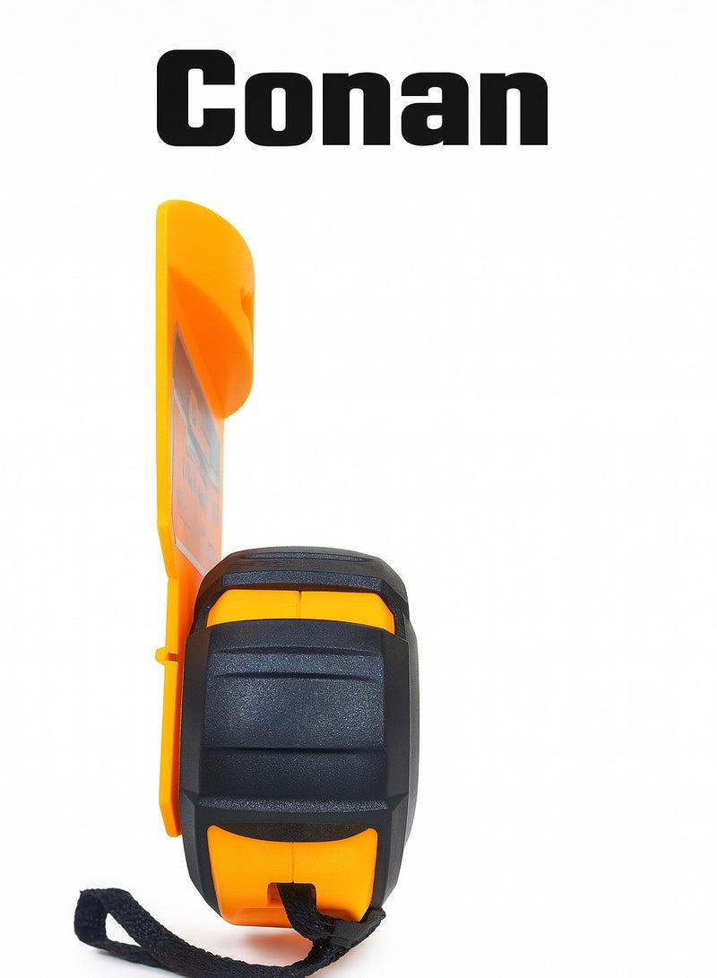 كونان متر قياس كونان 7.5 متر × 25 مم – طرف خطاف مغناطيسي مزدوج + إيقاف تلقائي عند السحب (Auto-Stop Self-Locking) وغلاف مقوّى مع مشبك حزام/سير يد – مدى القياس حتى 25 قدم (25FT) – COM975 - Image 5