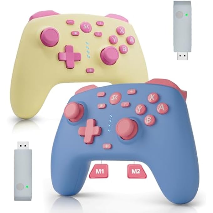 CHENGDAO PC CONTROLLER FOR NINTENDO SWITCH/LITE/OLED, HALL EFFECT JOYSTICKS AND TRIGGERS, MACRO KEYS, TURBO, 2.4G WIRELESS GAMING CONTROLLER FOR STEAM, LUNA, LAPTOP, IPAD, MACOS, IOS, ANDROID, YELLOW&BLUE - Image 1