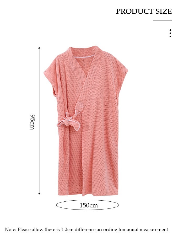 DUNISO Women's Waffle Kimono Bathrobe Short Sleeve Sleepwear Spa Robe Nightwear Nightgown Women Water Bathrobe Bridesmaid Robes Dressing Gown Autumn Robe - Image 3