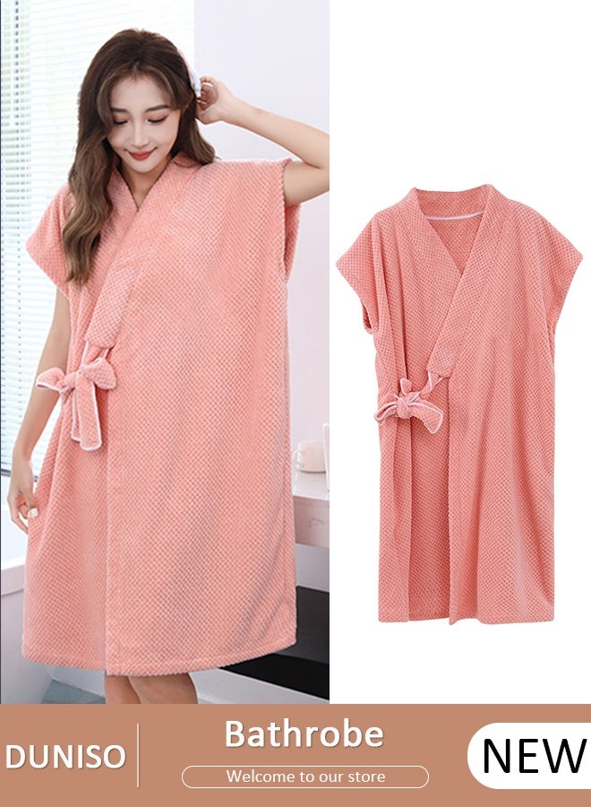 DUNISO Women's Waffle Kimono Bathrobe Short Sleeve Sleepwear Spa Robe Nightwear Nightgown Women Water Bathrobe Bridesmaid Robes Dressing Gown Autumn Robe - Image 1