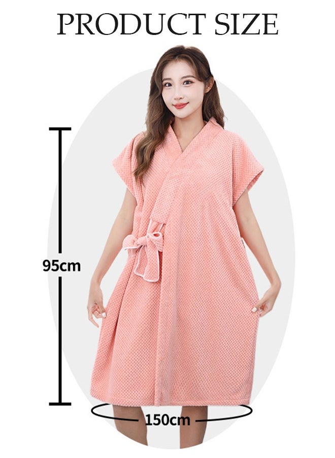 DUNISO - Women's Waffle Kimono Bathrobe Short Sleeve Sleepwear Spa Robe Nightwear Nightgown Women Water Bathrobe Bridesmaid Robes Dressing Gown Autumn Robe - Image 1