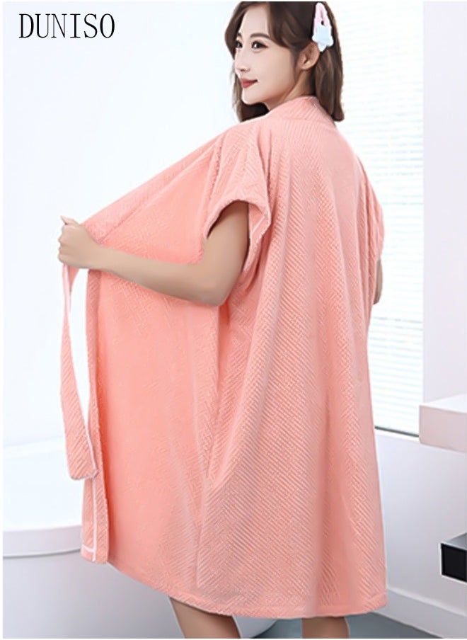 DUNISO - Women's Waffle Kimono Bathrobe Short Sleeve Sleepwear Spa Robe Nightwear Nightgown Women Water Bathrobe Bridesmaid Robes Dressing Gown Autumn Robe - Image 1