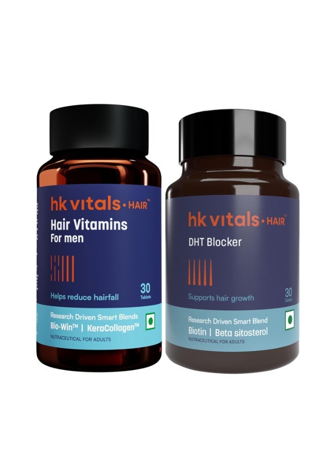 hk vitals Hair Multivitamin & DHT Blocker with Biotin (30 Tablets Each) Combo Pack | Helps Reduce Hair Fall & Stimulates Hair Growth - Image 1