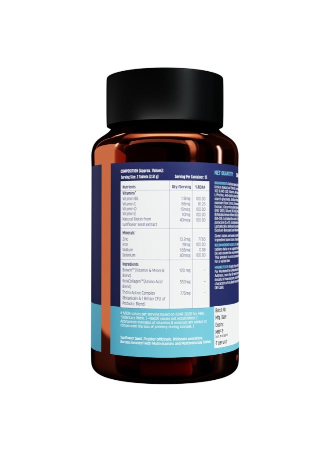 hk vitals Hair Multivitamin & DHT Blocker with Biotin (30 Tablets Each) Combo Pack | Helps Reduce Hair Fall & Stimulates Hair Growth - Image 2