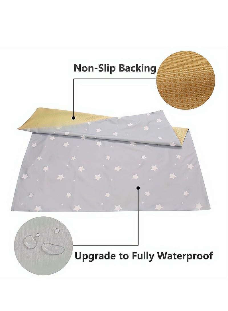 SYOSI Baby Place Mats, High Chair Child Placemats, Waterproof Floor Spill Mat for Baby and Toddler Feeding, Mess, Non-Slip and Waterproof Protection, 51 Inch, Grey, Star Pattern - Image 2