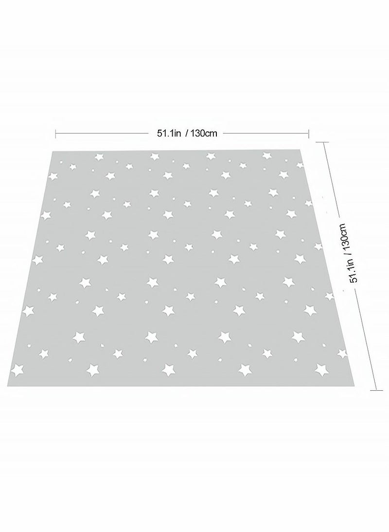SYOSI Baby Place Mats, High Chair Child Placemats, Waterproof Floor Spill Mat for Baby and Toddler Feeding, Mess, Non-Slip and Waterproof Protection, 51 Inch, Grey, Star Pattern - Image 4