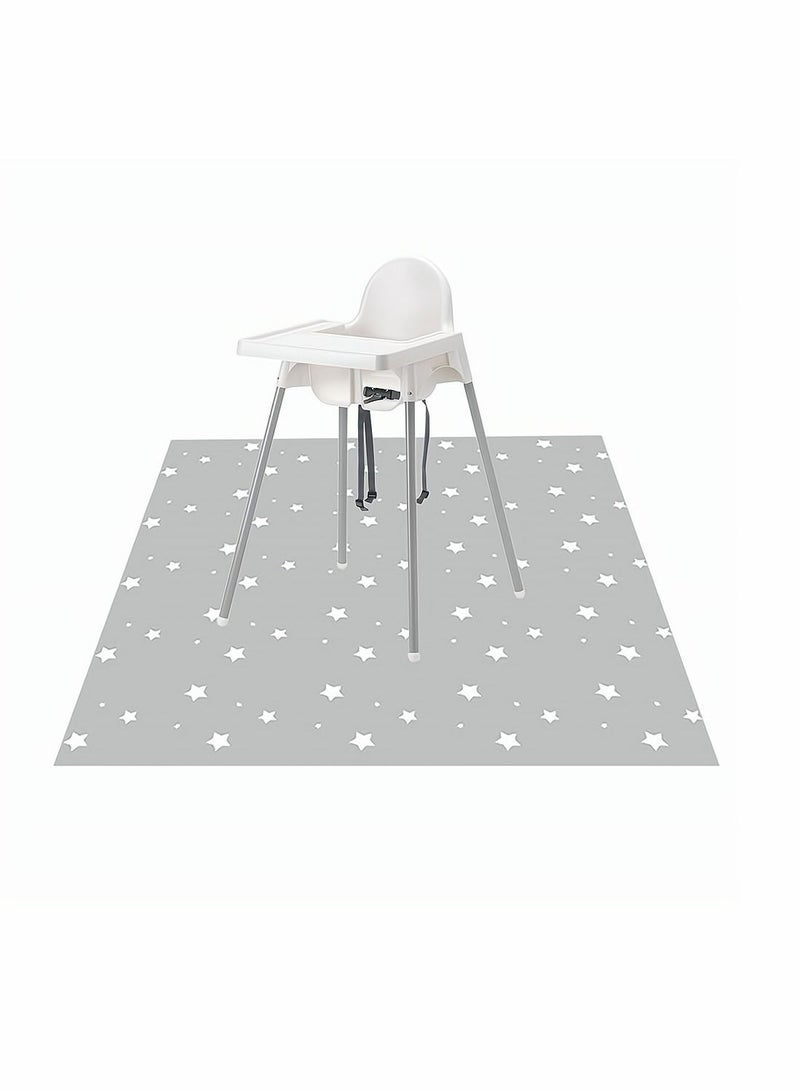SYOSI Baby Place Mats, High Chair Child Placemats, Waterproof Floor Spill Mat for Baby and Toddler Feeding, Mess, Non-Slip and Waterproof Protection, 51 Inch, Grey, Star Pattern - Image 1