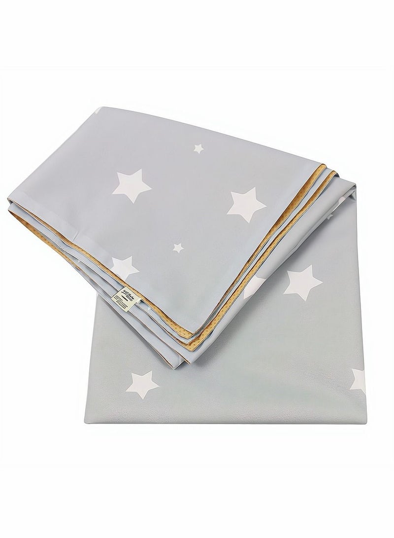 SYOSI Baby Place Mats, High Chair Child Placemats, Waterproof Floor Spill Mat for Baby and Toddler Feeding, Mess, Non-Slip and Waterproof Protection, 51 Inch, Grey, Star Pattern - Image 3