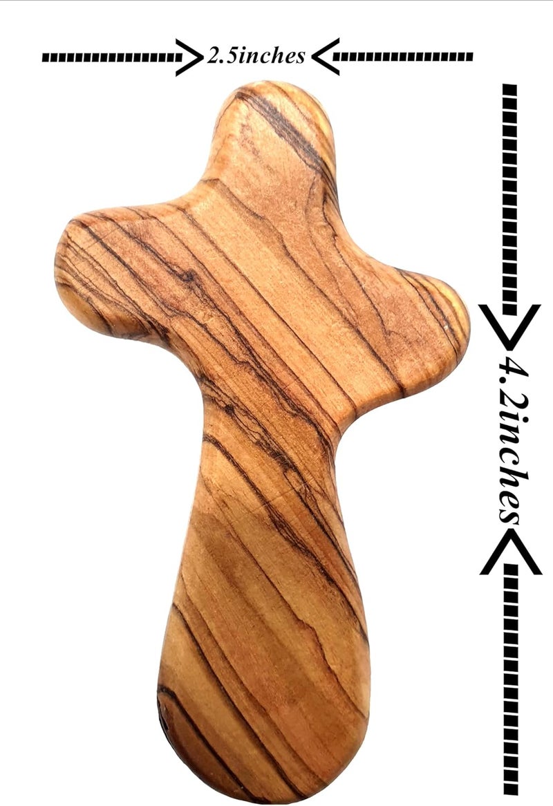 Zuluf Set of 10 Olive Wood Crosses from Bethlehem 42 107cm  Hand Held Cross  Pocket Cross for Men  Prayer Crosses to Hold  Wooden Prayer Item for Hand CRS101 - Image 2