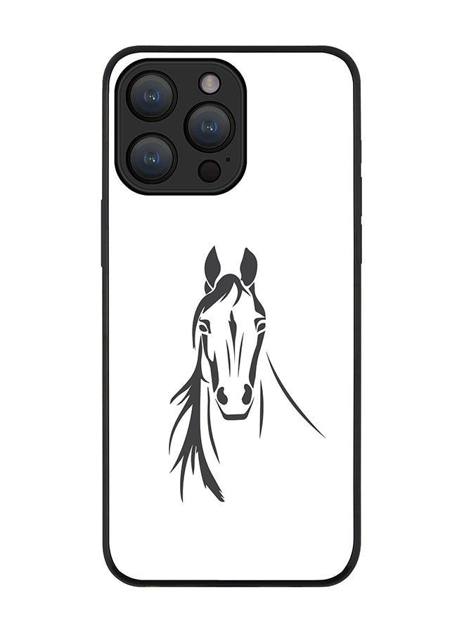 Stylizedd Cover for iPhone 15 Pro Case Rugged Black Slim fit Soft Flexible Anti Drop TPU Gel Thin Protective Phone Cases - Arabian Stallion - Image 1