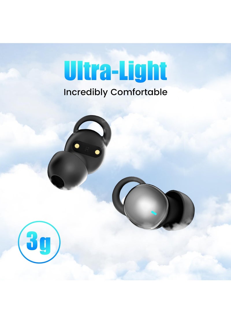 Captaintech Wireless Sleep Earbuds for Side Sleepers, Comfortable Noise Blocking Headphones, Small Bluetooth Earbuds for Sleeping, Hiking, and Working, Black  - Image 3