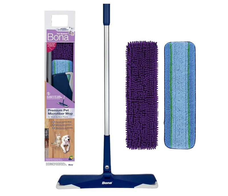 BONA مجموعة تنظيف الأرضيات من بونا بريميوم للحيوانات الأليفة - ممسحة ميكروفايبر لتنظيف آثار أقدام الحيوانات الأليفة وبقع البول والأوساخ من الحجر والبلاط والرخام والجرانيت والأسطح الخشبية للكلاب والقطط والجراء للاستخدام اليومي - Image 1