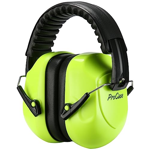ProCase NRR 28dB Noise Reduction Ear Muffs Foldable Adjustable Passive Noise Cancelling Headphones for Adults Kids Autism Hearing Protection for Shooting Construction Mowing Studying Neonyellow - Image 1