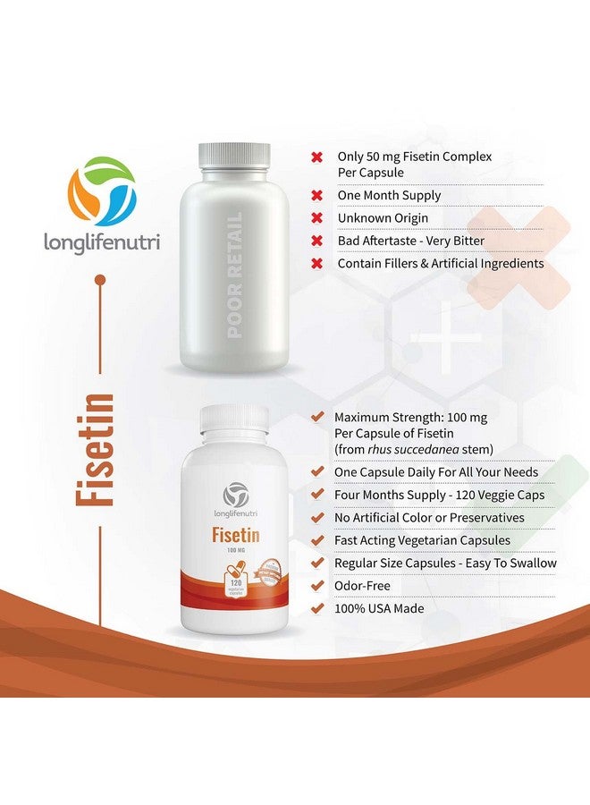 LongLifeNutri Fisetin Supplement 100Mg 120 Vegetarian Capsules  Natural Bioflavonoid Polyphenols  Aging And Longevity Powder Pills  Senolytic Sirtuin Activator  Energy Levels  Rhus Succedanea - Image 4