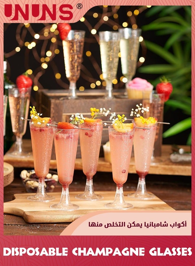 UNUNS 40 Premium Plastic Champagne Flutes,Silver Glitter 5oz - Reusable Champagne Glasses,Cocktail Glasses,Mimosa Glasses For Cocktails,Dessert For Parties,Weddings - Image 2