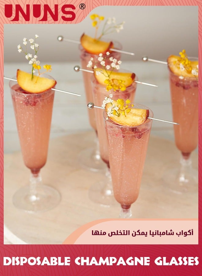 UNUNS 40 Premium Plastic Champagne Flutes,Silver Glitter 5oz - Reusable Champagne Glasses,Cocktail Glasses,Mimosa Glasses For Cocktails,Dessert For Parties,Weddings - Image 5