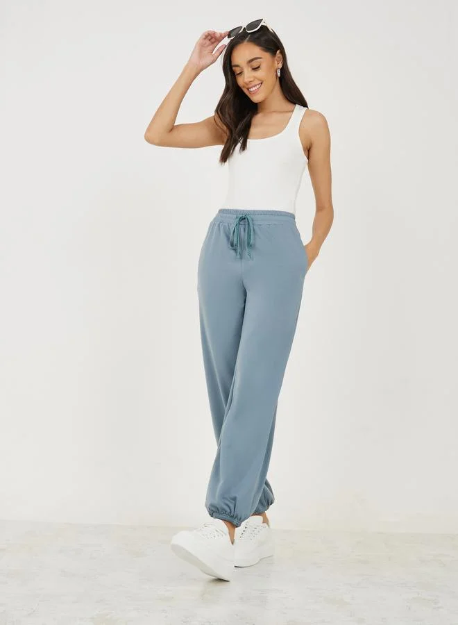 Styli Regular Fit Joggers with Cuffed Hem and Drawstrings