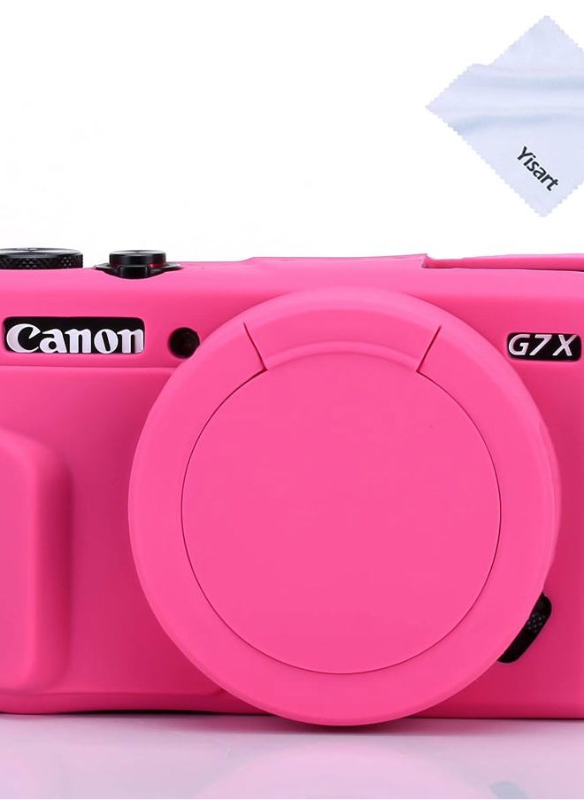 Yisau G7X Mark II, G7X Removable Lens Cover Silicone Cover, Rubber Soft Camera Case Cover for Canon PowerShot G7X II G7X (Rosered)  - Image 1
