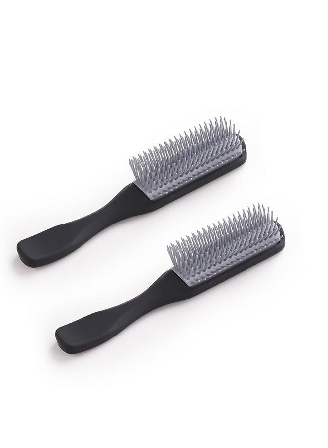 Homestic Hair Brush | Bristles Brush | Hair Brush With Paddle | Brush For Curly Wavy Hairs | Suitable For All Hair Types | Hair Brush Styling Hair | 2 Piece | C19Blk | Black - Image 1