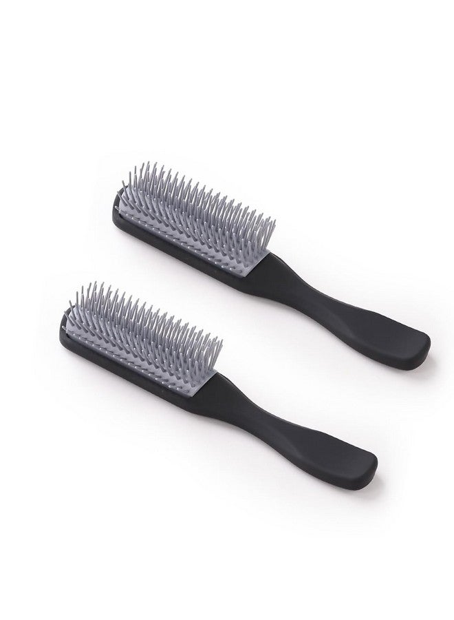 Homestic Hair Brush | Bristles Brush | Hair Brush With Paddle | Brush For Curly Wavy Hairs | Suitable For All Hair Types | Hair Brush Styling Hair | 2 Piece | C19Blk | Black - Image 4