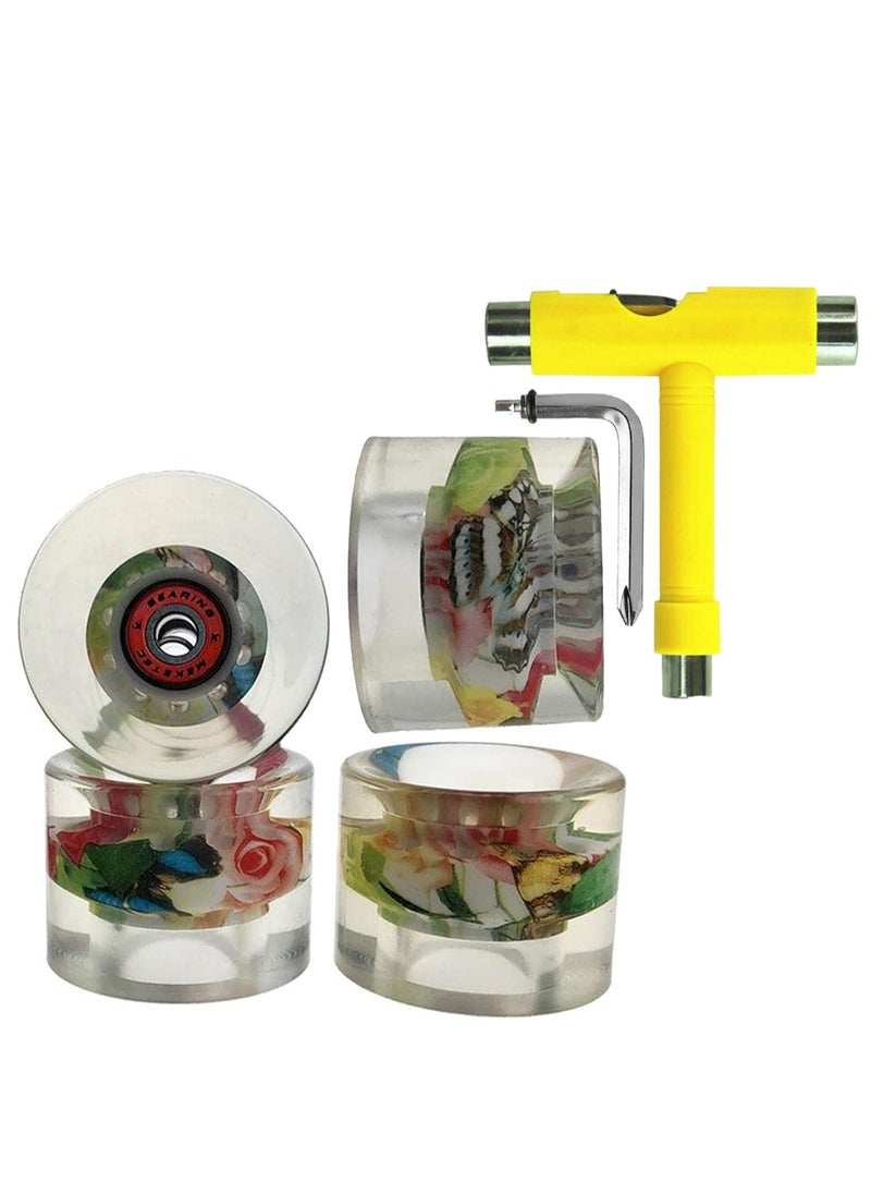 Generic 60x45MM 78A Skateboard Wheels With Bearings 4PCS With T-Tool, Multicolour  - Image 1