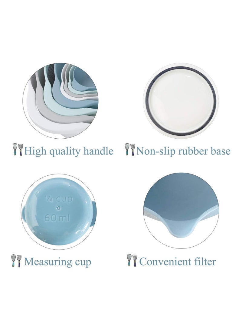 8PCS Nesting Mixing Bowl Set for Baking and Cooking 4 Measuring Cups with Handles 2 Mixing Bowls 1 Colander and 1 Sifter Kitchen Baking Gadgets Colourful - Image 3