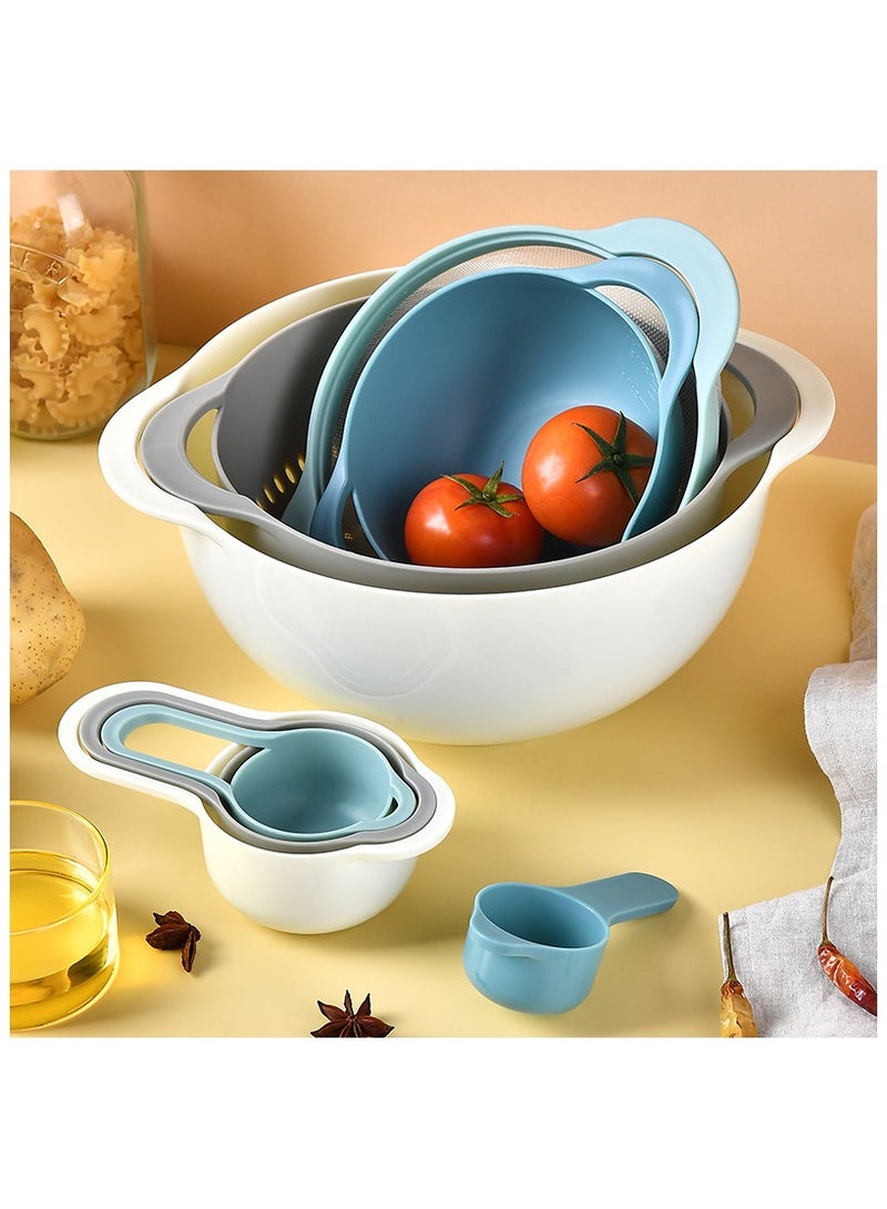 8PCS Nesting Mixing Bowl Set for Baking and Cooking 4 Measuring Cups with Handles 2 Mixing Bowls 1 Colander and 1 Sifter Kitchen Baking Gadgets Colourful - Image 4