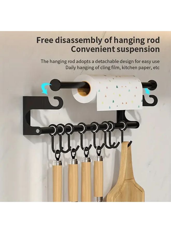 Black Wall Mount Kitchen Shelf No Drill Installation Space Saving Organizer - Image 3