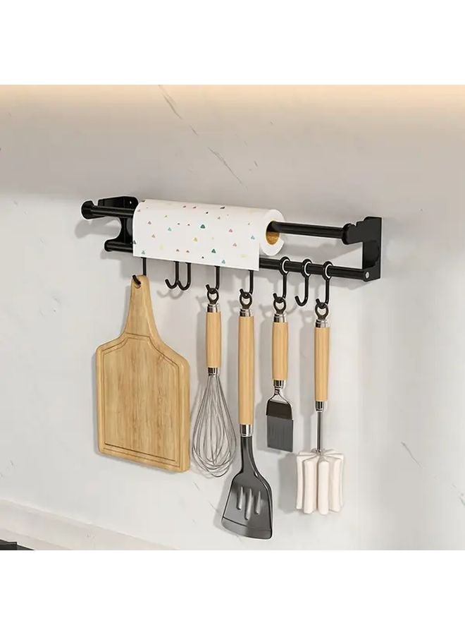 Black Wall Mount Kitchen Shelf No Drill Installation Space Saving Organizer - Image 5