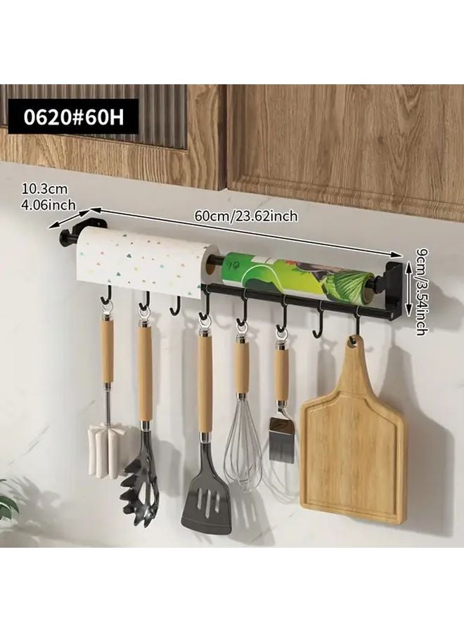 Black Wall Mount Kitchen Shelf No Drill Installation Space Saving Organizer - Image 4