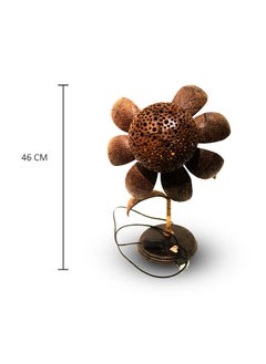 Antique Museum Thai Hand Made Coconut Shell Work-Table Lamp Sunflower Design  - Image 2