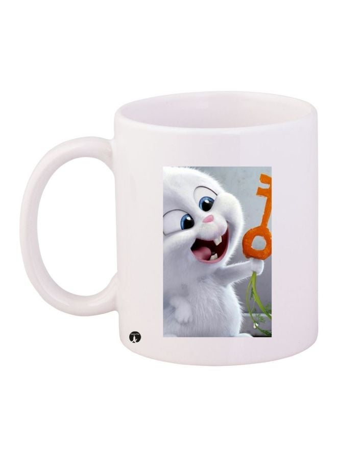 RYN Cartoon Printed Coffee Mug White/Orange/Grey 11ounce
