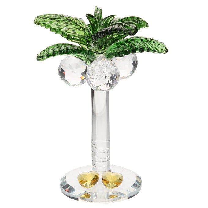 CRYSTAL COCONUT TREE ORNAMENT 354 INCH ARTIFICIAL PALM TREE FIGURINE DECORATIVE TROPICAL DESKTOP SCULPTURE FOR HOME AND OFFICE