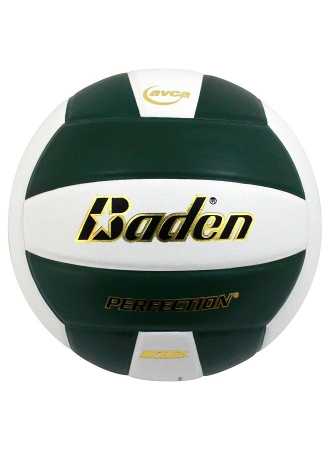 Baden Perfection Leather Volleyball, Green/White - Image 1