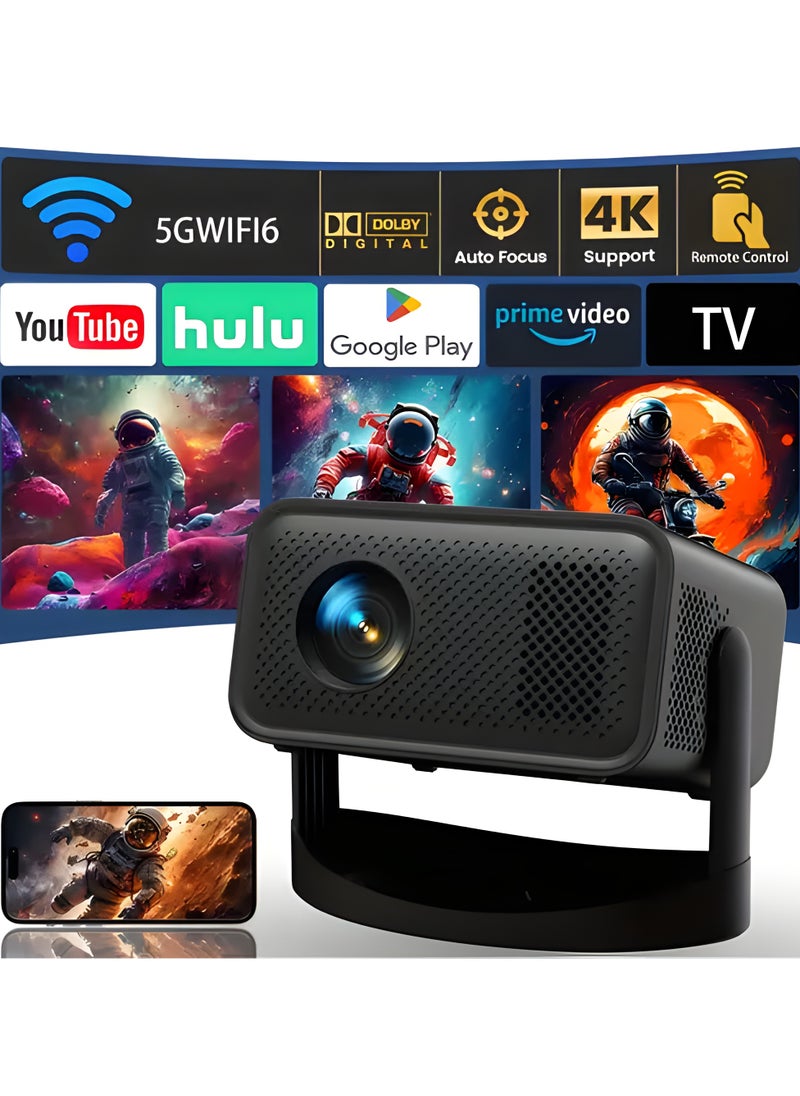 AL RAID AL RAID 4K Projector with 18000 Lumens & Auto Keystone, 200" Portable Outdoor Movie Projector for Camping, Home Theater, Gaming (PS5/Android TV), WiFi 6 & Bluetooth 5.3 | Dual Dolby Speakers  - Image 1