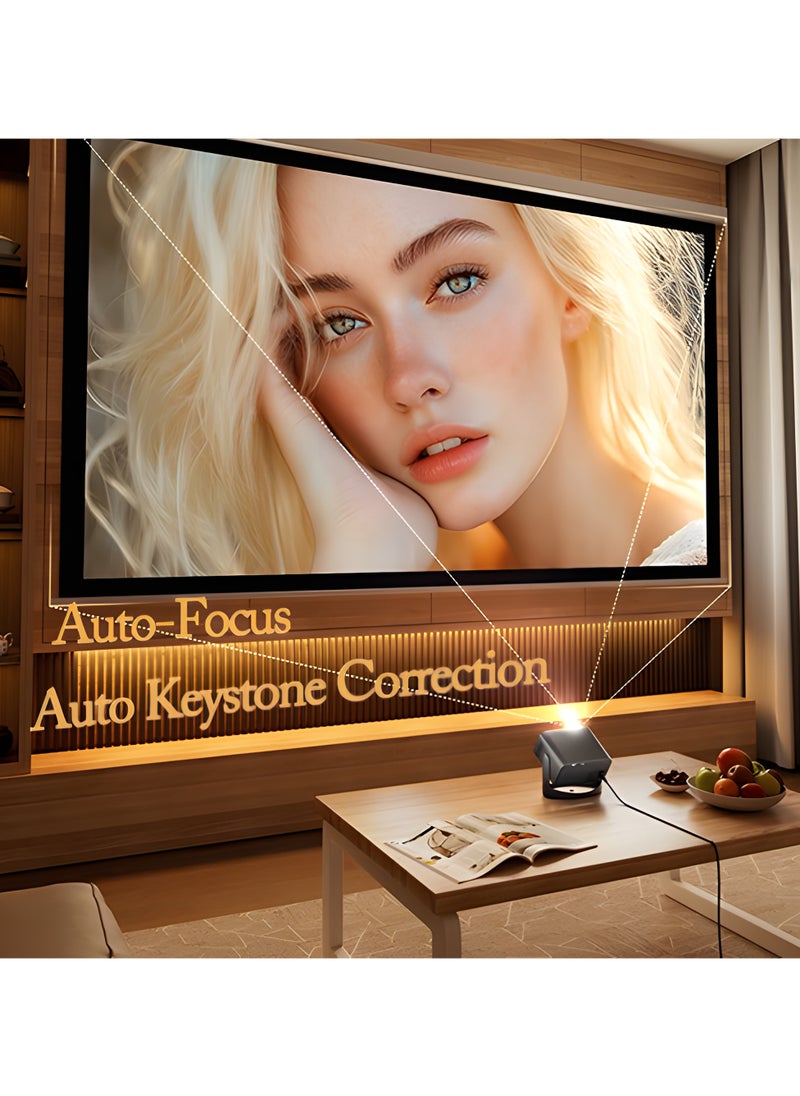 AL RAID AL RAID 4K Projector with 18000 Lumens & Auto Keystone, 200" Portable Outdoor Movie Projector for Camping, Home Theater, Gaming (PS5/Android TV), WiFi 6 & Bluetooth 5.3 | Dual Dolby Speakers  - Image 2