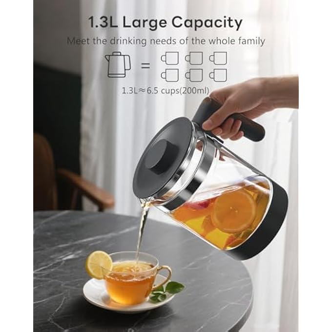 feekaa Electric Kettle Glass Kettle With 1 Temperature Control 72H Keep Warm 13L Capacity 37~95 Adjustable Water Kettle For Tea KettleCoffeeMilk PowderSoupBlack - Image 2